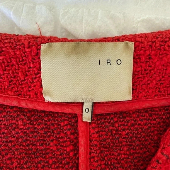 IRO AGNETTE red distressed tweed jacket - Picture 5 of 16